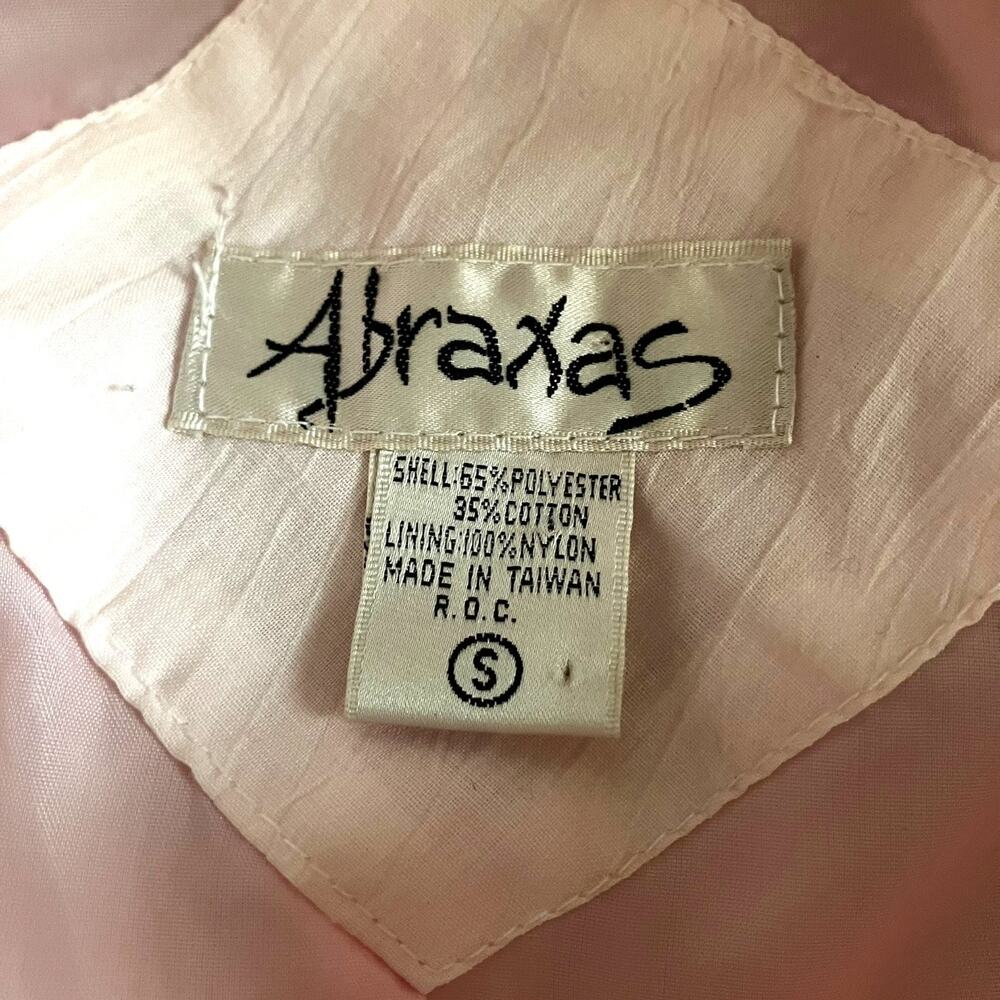 Vintage Abraxas Blush Pink Puff Sleeve Jacket w/ White Trim | Size S - Picture 5 of 6